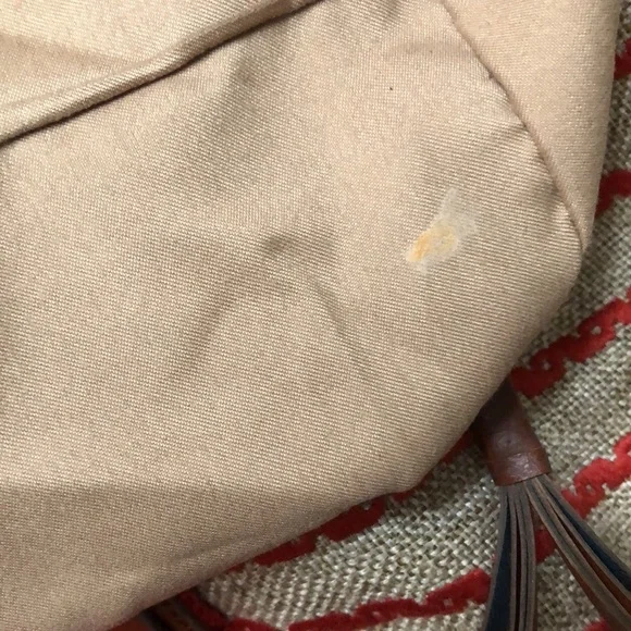 Lucky Brand Kendal Orange and Tan Boho Linen Blend Backpack Style Bag - Picture 7 of 10